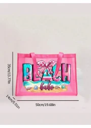 1PC Mesh Beach Bag Nylon Material Alphabet Printed Beach Mesh Tote Bag With Large Capacity Use Tt Yourself Or Give Gifts To Others Back To School Supplies Beach Bag Waterproof Backpack Vacation Bag Fo