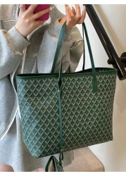 2pcs Set 2025 New Fashion Patchwork Tote Bag Large Capacity Travel Bag Shopping Bag Suitable For Women Daily Use Back To School Students Vacation Holiday Date Gift