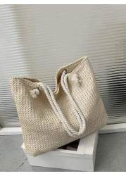 Woven Large Capacity Tote Bag Lightweight Shopping Shoulder Bag Summer Handbag Perfect For Travel Summer Women Bags For Vacation Holiday School Bag Large Capacity Portable For Teen Girls Women College