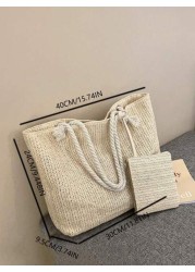 New Large Capacity Straw Tote Bag With Small Wallet Attached Vacation Essentials Perfectly Matching With Beach Accessories Women