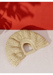 SHEIN VCAY حقيبة تُوط قش صلبة ، حقيبة مُنسوجة ، مثالية لصيف الشاطئ والسفر والعطلات ، للخارج ، العطلات ، الحقيبة الم