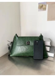 Fashionable And Elegant Street Vacation Solid Color Chain Vintage Tote Envelope Shoulder Bag Versatile For Shopping And