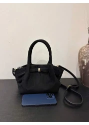 2025 New Vintage Fashion Pleated Tote Handbag Simple Commuter Shoulder Crossbody Bag