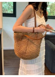 New Large Capacity Straw Tote Bag With Dual Handles For Women Great For Daily Commutes Shopping And Traveling Lightweight And Convenient Design Makes It Perfect For Teenagers College Girls And Outdoor