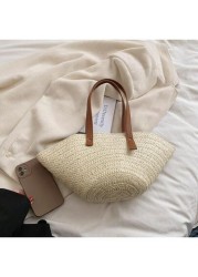 Versatile And Simple Tote Handbag For Women Shoulder Bag For Shopping Vacation Straw Beach Bag For Travel