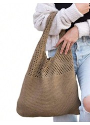 Hollow Crochet Bag Large Capacity Shopping Bag Women s Woven Shoulder Bag