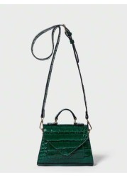 Mini Crocodile Embossed Flap Satchel Bag