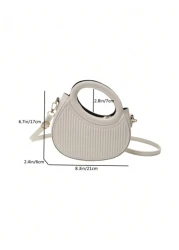 Fashionable Classic Niche Design Gentle Women s Commuting Date Shoulder Crossbody Bag Striped Embossed Handbag Fashionable Round Crossbody Bag Women s Double Handle Novel Wallet