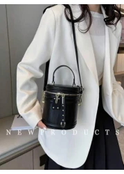 low tea Bag Female Fashion Niche Cylinder Handbag Bucket Bag New Senior Sense Single Shoulder Crossbody Bag Change Lipstick Box Bagversatile Niche Texture Chain Messenger Bag Suitable For Dating Shopp