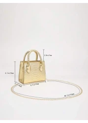 Fashion Metallic Snakeskin Texture PU Handbag