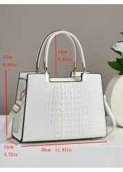 New Crocodile Print Fashionable Elegant Ladies Tote Bag With Casual Style Large Capacity And Detachable Shoulder Strap Best Mothers Day Gift Ideas Mother Day Gifts Mom Gifts Mommy s Essentials Mommy B