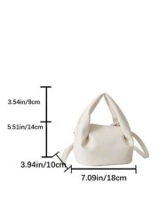 Mini Bucket Bag PU Litchi Embossed White Elegant