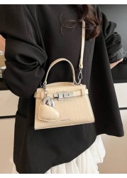 High End Crocodile Pattern Ladies Handbag High End Simple Letter Decoration Adjustable Shoulder Strap Messenger Bag Fashionable Strap Hardware Decoration Shoulder Commuter Bag Magnetic Buckle Opening