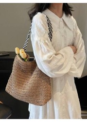 1pc Women s New Straw Bag Fashion Versatile Large Capacity Handbag Suitable For Beach Commuting Woven Bag Vacation Ins Retro Simple Casual Loose Non Shoulder