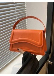 New Orange Ladies Solid Color PU Small Square Bag Simple And Stylish Handbag For Going Out And Versatile