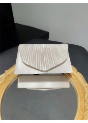 Women Classic And Elegant Pleated Design Clutch Bag With Flap Perfect For Formal Parties Romantic Weddings Dances And Evening Events Can Be Used As Handbag Envelope Bag Or Chain Bag Fits With Evening