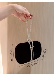 Moonlit EveBag Lightweight Business Casual Metallic Diamond Decorated Box Clutch Evening Bag Evening Bag Dinner Bag Glamorous Elegant Exquisite Quiet Luxury Rhinestone For Party Girl Woman Bride Perfe
