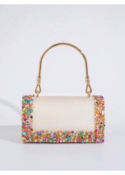 European American Style Elegant Party Clutch Bag With Rhinestone Decor Perfect For Formal Events Banquets Balls Weddings Fashion Versatile Women Handbag