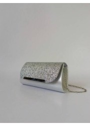 This Evening Bag Features A Sophisticated Design The Main Body Is Made Of Shimmering Silver Sequins That Glimmer And Shine Under Light Exuding A Luxurious And Glamorous Look The Classic Clutch Silhoue