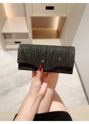 Glitter Evening Bag Purse Women Evening Bag Envelope Handbag Large Wedding Party Prom Purse Mini Flap Square Bag Metallic Sequin Dress Bag Evening Bags For Teen Women Women Socialites Working Women Et