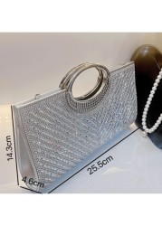 New Arrival Shiny Clutch Bag Small Square Purse For Women Evening Party Bridal Crossbody Bag With Full Rhinestones