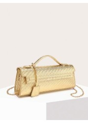 1 Piece Women s Golden Woven Design Handbag Lightweight Tote Shoulder Cross Body Bag Versatile