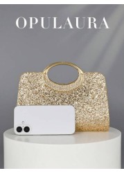 OpulAura Women s Fashion Sparkling Crystal Rhinestone Clutch Purse Luxury Shiny Rhinestone Evening Handbag For Prom Party Ball Birthday Celebration Bridal Clutch Elegant Prom Bag