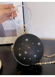 Fashion Shiny Ball Party Clutch Bag Chain Shoulder Crossbody Bag For Women Party Bag Perfect For Party Wedding Prom Dinner Banquet Matching With Holiday Party Dress Evening Dress Sequin Dress