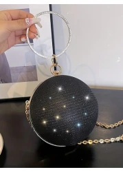 Fashion Shiny Ball Party Clutch Bag Chain Shoulder Crossbody Bag For Women Party Bag Perfect For Party Wedding Prom Dinner Banquet Matching With Holiday Party Dress Evening Dress Sequin Dress