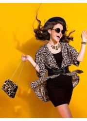 4pcs Leopard Print Jewelry Set For Women Alloy Earrings Bracelet Necklace With Tassel Pendant And Clutch Purse Sexy Street Style Accessories For Daily Wear Vacation And All Seasons