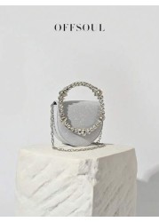 Rhinestone Irregular Circle Evening Clutch Bag New Fashion Party Formal Dress Handbag Shiny Chain Shoulder Crossbody Bag For Women