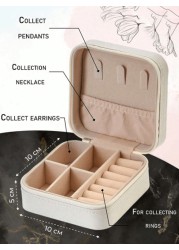 1 Pc Portable Travel Jewelry Box Large Capacity Jewelry Storage Box Household Makeup Organizer Lockable Jewelry Case Small Compact Travel Jewelry Organizer For Earrings Necklaces Rings Dust Proof Jewe