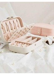 1pc Portable Jewelry Organizer Case Multifunctional Makeup Box Vanity Makeup Tray Foldable Large Capacity Travel Jewelry Display Box Jewelry Gift Box Minimalist Flip Cover Makeup Organizer