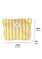 حقيبة مستحضرات التجميل باللون الأزرق الغامق، 1 قطعة حقيبة مستحضرات تجميل ذات خطوط رأسية مائية النساء، حقيبة ت