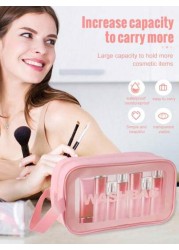 3 1pc Large Capacity Waterproof Toiletry Bag Double Layer Makeup Organizer Bag Multi Functional Travel Storage Pouch Cosmetic Brush Holder Suitable For Cosmetics Makeup Tools Skincare Products Eyebrow