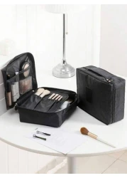1pc Portable Travel Toiletry Bag Cosmetic Bag Large Capacity Waterproof Makeup Organizer Pouch Soft Dual Layer Cosmetic Bag Waterproof Makeup Bag Bathroom Decor Summer Makeup Organizer
