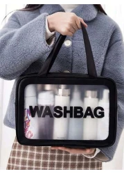 3 1pc Large Capacity Waterproof Makeup Bag Double Layer Cosmetic Bag Multifunctional Travel Organizer Bag Portable Toiletry Bag For Cosmetics Brushes Skincare Products Makeup Organizer