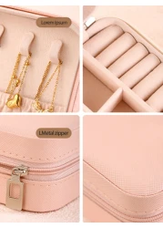 1PC Mini Jewelry Organizer Display Travel Jewelry Zipper Case Boxes Earrings Necklace Ring Portable Jewelry Box Leather Storage Jewelry Storage Box Women Gifts Girl Gifts Girlfriend Gifts Back To Scho