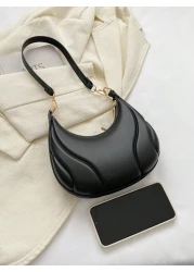 Hot Search Crescent Handbag 1 Piece Solid Acrylic Chain Decoration PU Portable Elegant Zipper Shoulder Bag Handbag Suitable For Girls To Travel And Daily Use