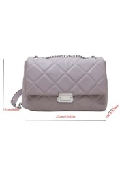 CONTAINEVERY Lightweight Business Casual Fashionable Minimalist Quilted Flap Chain Square Bag Soft Leather Chain Crossbody bag For Teen Girls Women College Students Rookies White collar Workers Perfec