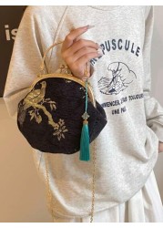 Summer Random Pattern Hanfu Style Crossbody Bag New Clip Mouth Handbag For Women