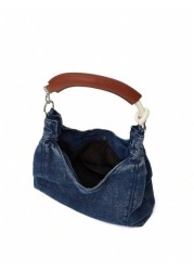 Niche High End Denim Tote Bag New Versatile Large Capacity Distinctive Handle Design Underarm Shoulder Bag Suitable For Going Out Dating Commuting Work Office Daily Use