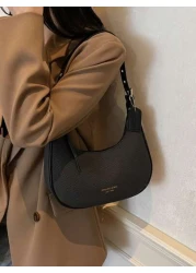 1pc Solid Color PU Leather Shoulder Bag For Women Versatile Crossbody Bag For Commuting Adjustable Shoulder Strap