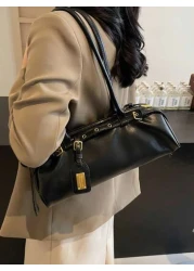 MINGHONG 1pc New Fashionable PU Casual Commuter Bag Minimalist Solid Color Retro Style Chic Shoulder Underarm Bag For Women Autumn Winter