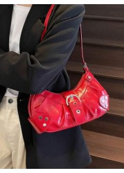 Niche Design Casual Versatile Minimalist Fashion PU Texture Shoulder Crossbody Handheld Crescent Bag