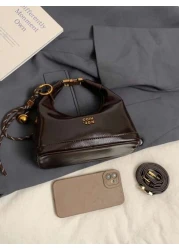 Faux Snake Skin Woven Solid Color PU Leather Minimalist Women Tote Handbag Versatile Style