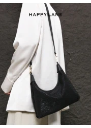 HAPPY LANE HAPPY LANE Luxurious Embroidered Floral Vintage Style Handbag With Red Yellow And White Delicate Flowers On A Black Background Fashionable Wide Handle With Metal Buckle Perfect For Everyday