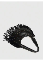 1 حقيبة كتف نسائية عتيقة بفرنجات مرصعة باللون الأسود، أنيقة وبسيطة الطراز