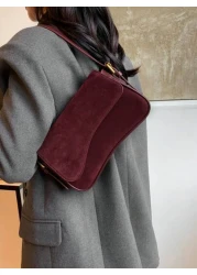 1pc Women Solid Color Matte Leather Backpack Shoulder Crossbody Saddlebag