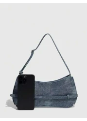 حقيبة كتف صغيرة بسيطة قابلة للاستخدام المتعدد لون أحادي قطعة واحدة من جلد البولي يوريثان بشريط معلق، حقيبة جل